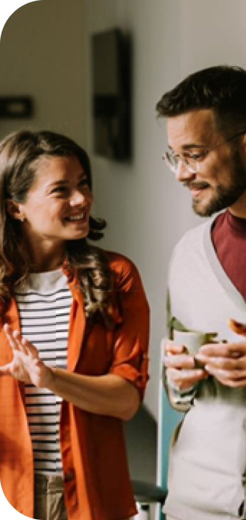 Man and woman laughing together